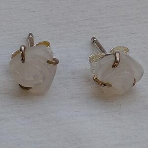 Pandora White Rose in Bloom Stud Earrings